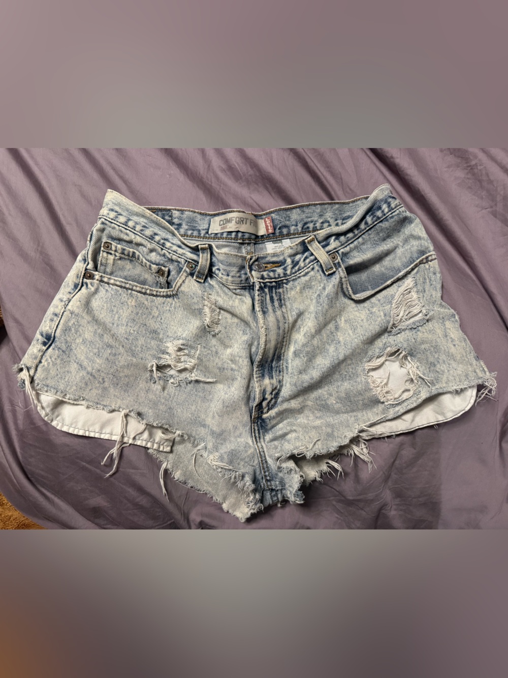Levi's Light Blue Distressed Denim Cutoff Shorts